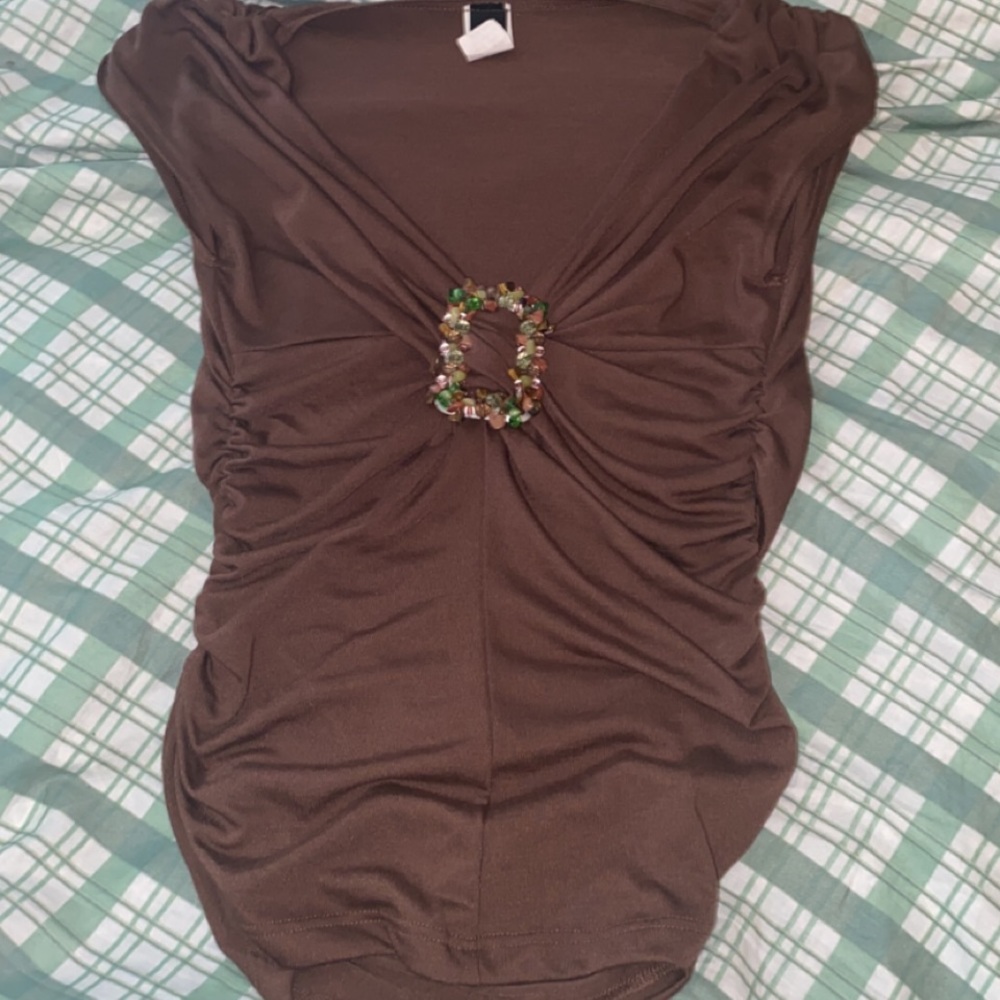 brown ruched y2k tank